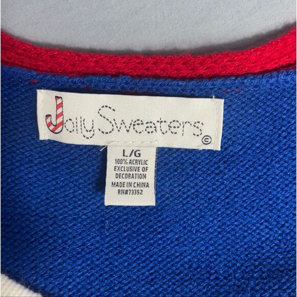 Jolly Sweaters Christmas Sweater Tie Holiday Party Beer Blue L Ugly Sweater - Picture 5 of 6